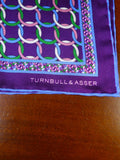 24/0410 new Turnbull & Asser JERMYN ST. purple loops pattern all silk pocket square
