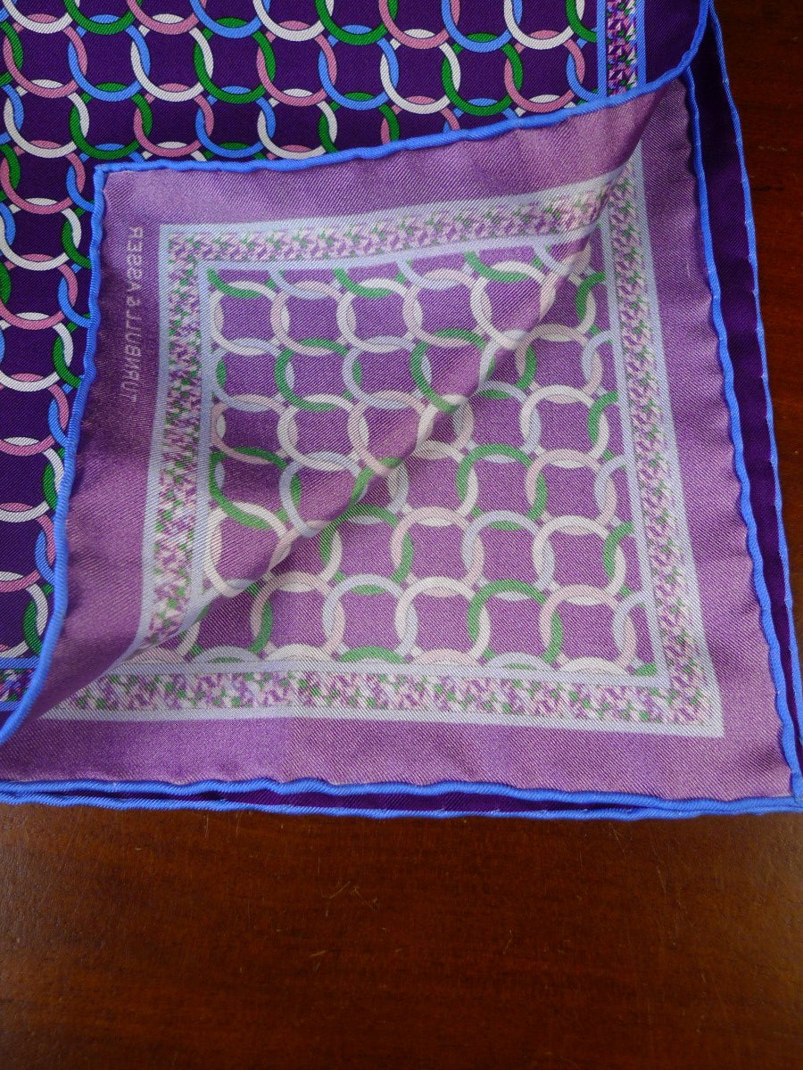 24/0410 new Turnbull & Asser JERMYN ST. purple loops pattern all silk pocket square