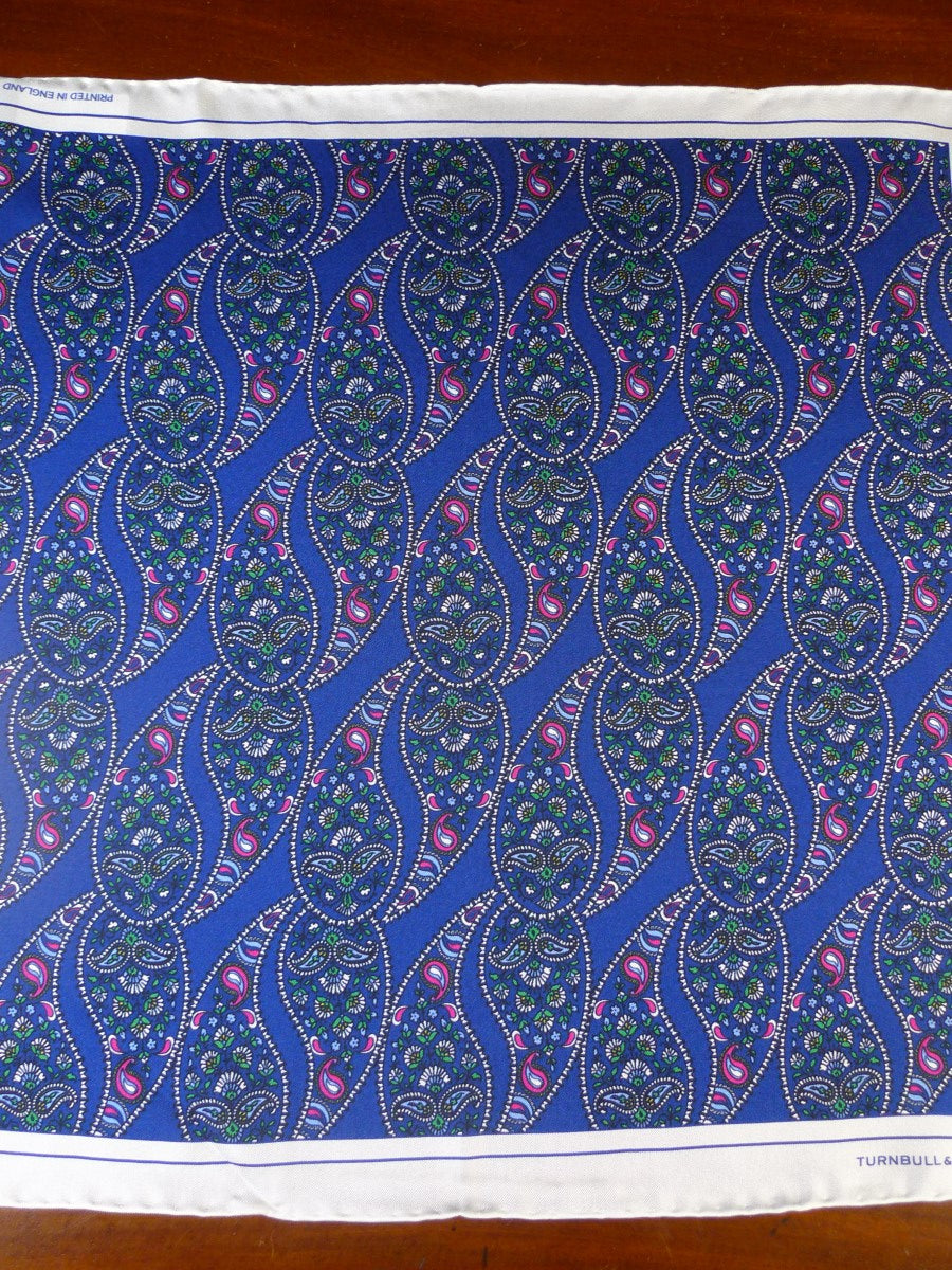 24/0409 new Turnbull & Asser JERMYN ST. blue paisley pattern all silk pocket square