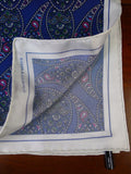 24/0409 new Turnbull & Asser JERMYN ST. blue paisley pattern all silk pocket square