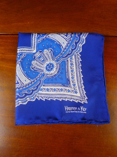 24/0426 new hilditch & key JERMYN ST. blue floral all silk pocket square