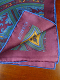 24/0437 new william & son London maroon birds paisley design all silk pocket square