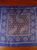 24/0435 new william & son London blue birds paisley design all silk pocket square