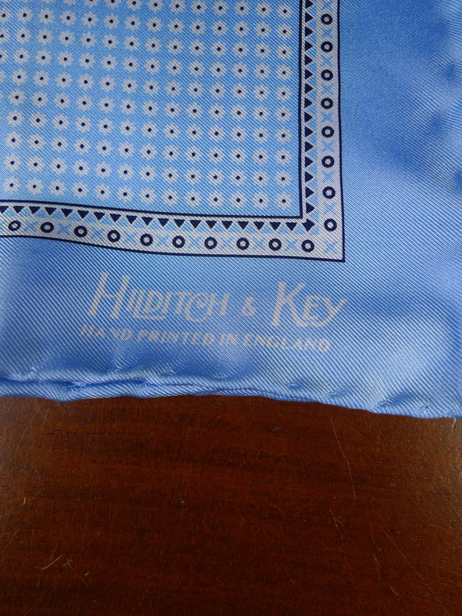 24/0431 new hilditch & key JERMYN ST. teal floral design all silk pocket square