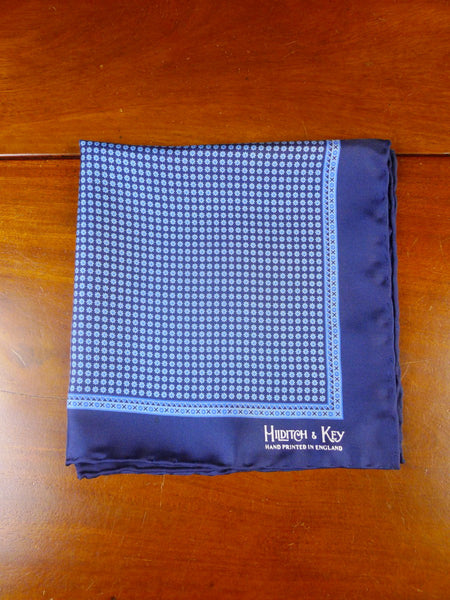24/0429 new hilditch & key JERMYN ST. blue floral design all silk pocket square