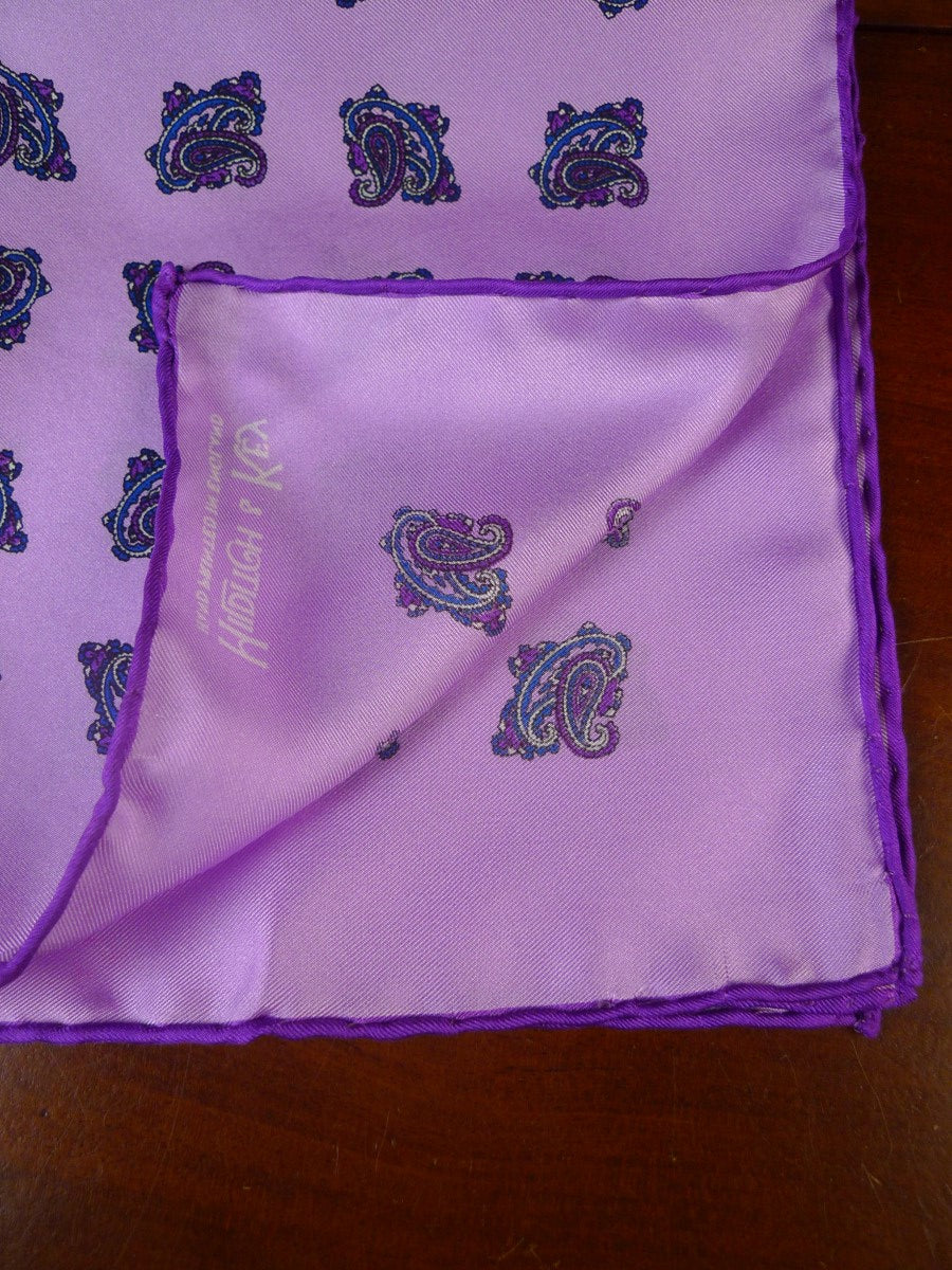 24/0428 new hilditch & key JERMYN ST. pink paisley design all silk pocket square
