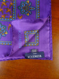 24/0436 new william & son London purple birds paisley design all silk pocket square