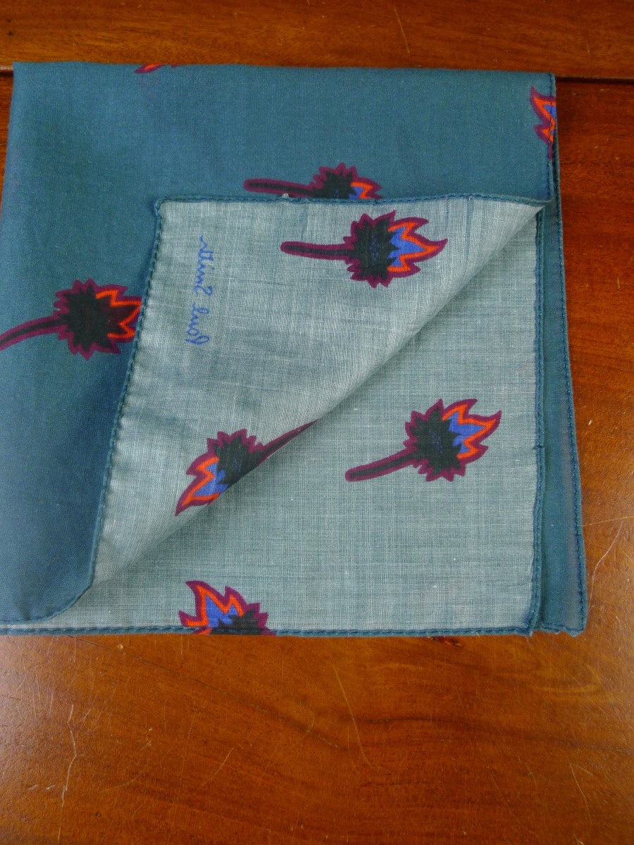24/0423 paul Smith teal fire torch cotton pocket square