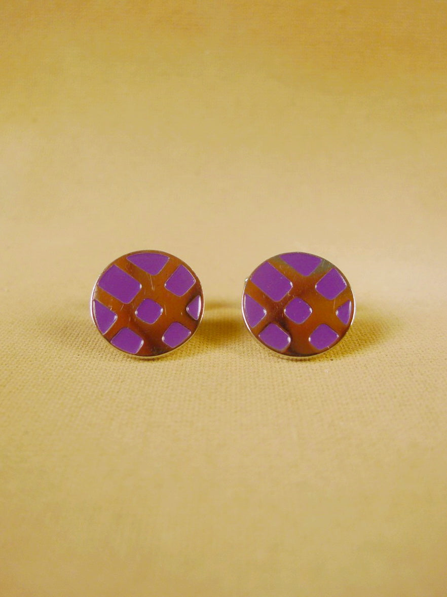 24/0394a burberry silver / lilac lattice design cufflinks