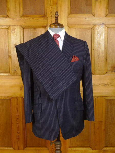 24/0418a vintage 1979 savile row bespoke heavyweight navy blue rope-stripe worsted suit 41 regular