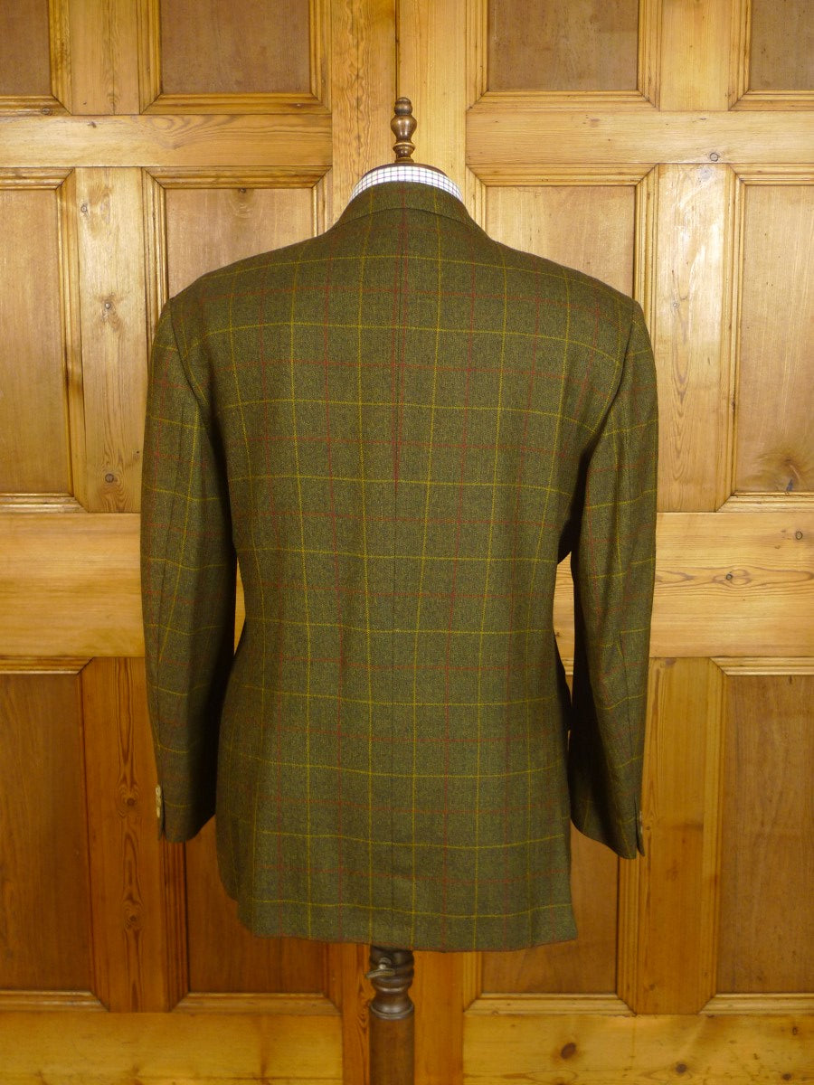 24/0417a near immaculate chester barrie savile row green wp check wool & 15% cashmere sports jacket blazer w/ original carrier 45-46 regular