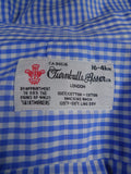 24/0408a immaculate turnbull & assert gingham check blue cotton double cuff shirt 16