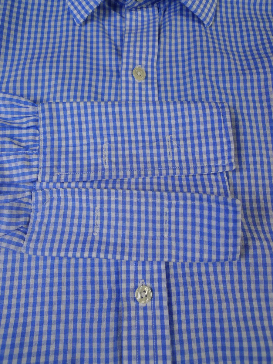 24/0408a immaculate turnbull & assert gingham check blue cotton double cuff shirt 16