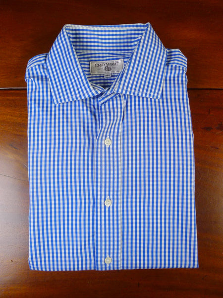 24/0407a immaculate crombie gingham check blue cotton double cuff shirt 16.5