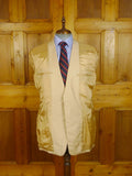 24/0412a vintage bespoke tailored cream worsted blazer jacket w/ horn buttons 44 regular