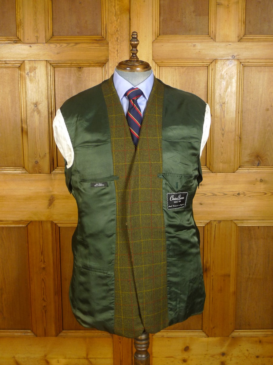 24/0417a near immaculate chester barrie savile row green wp check wool & 15% cashmere sports jacket blazer w/ original carrier 45-46 regular