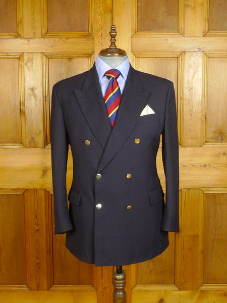 24/0432a vintage gieves & hawkes savile row navy blue worsted d/b blazer 42 short