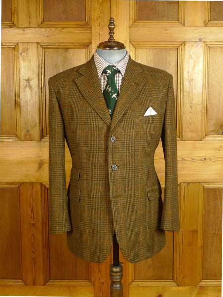 25/0622 immaculate nearly new daks brown / amber glen check tweed sports jacket 44 short to regular