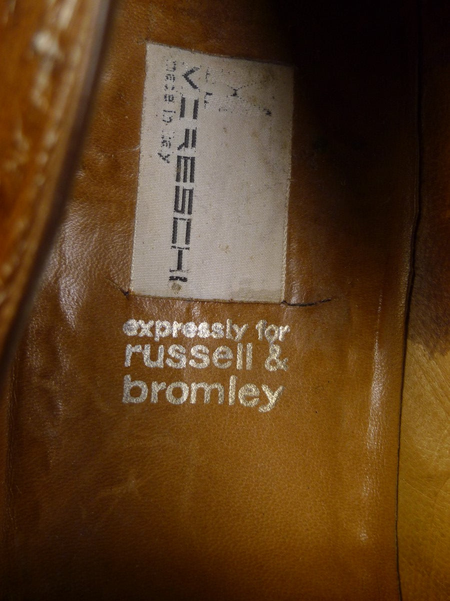 23/0005 vintage russell & bromley italian brown ostrich leather slip-on shoes uk 7