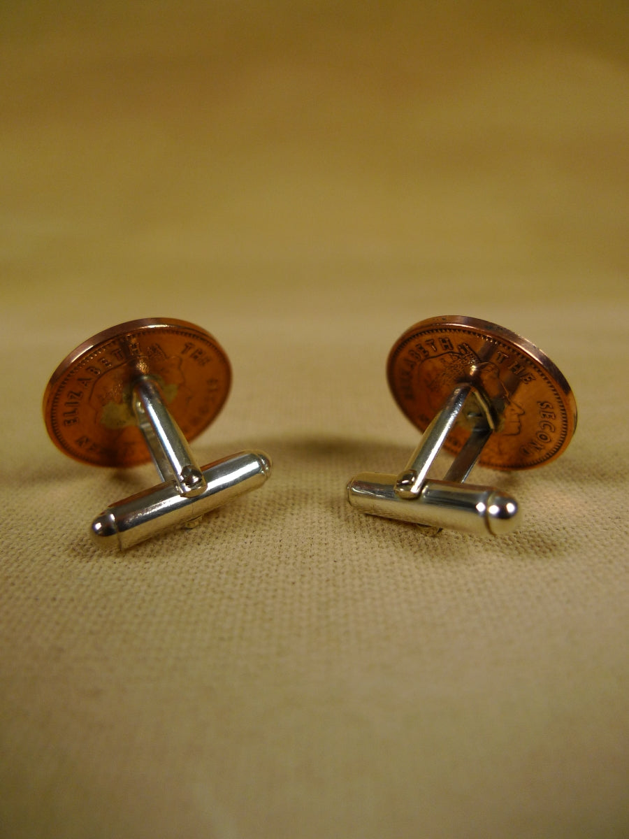 18/1136 brand new benson and clegg uk falkland islands one pence coin cufflinks rrp £100 (cc2135)