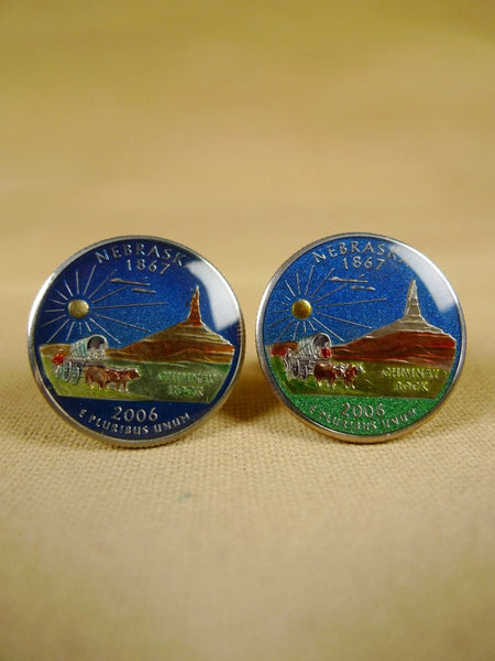 18/1135 brand new benson and clegg usa state quarter nebraska coin cufflinks rrp £100 (cc2091)