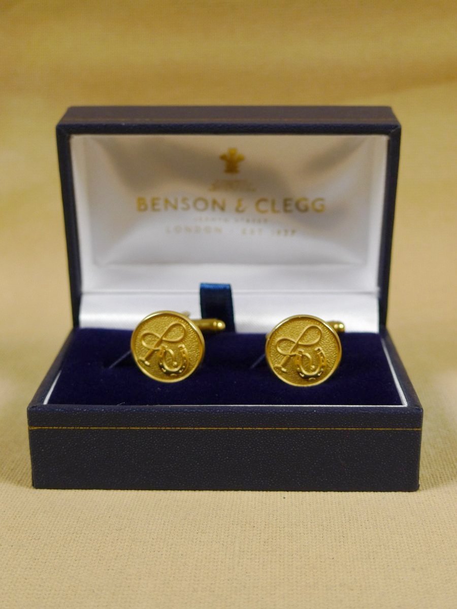 18/1327 brand new benson and clegg 'horseshoe & whip' button cufflinks rrp £40 (t927)