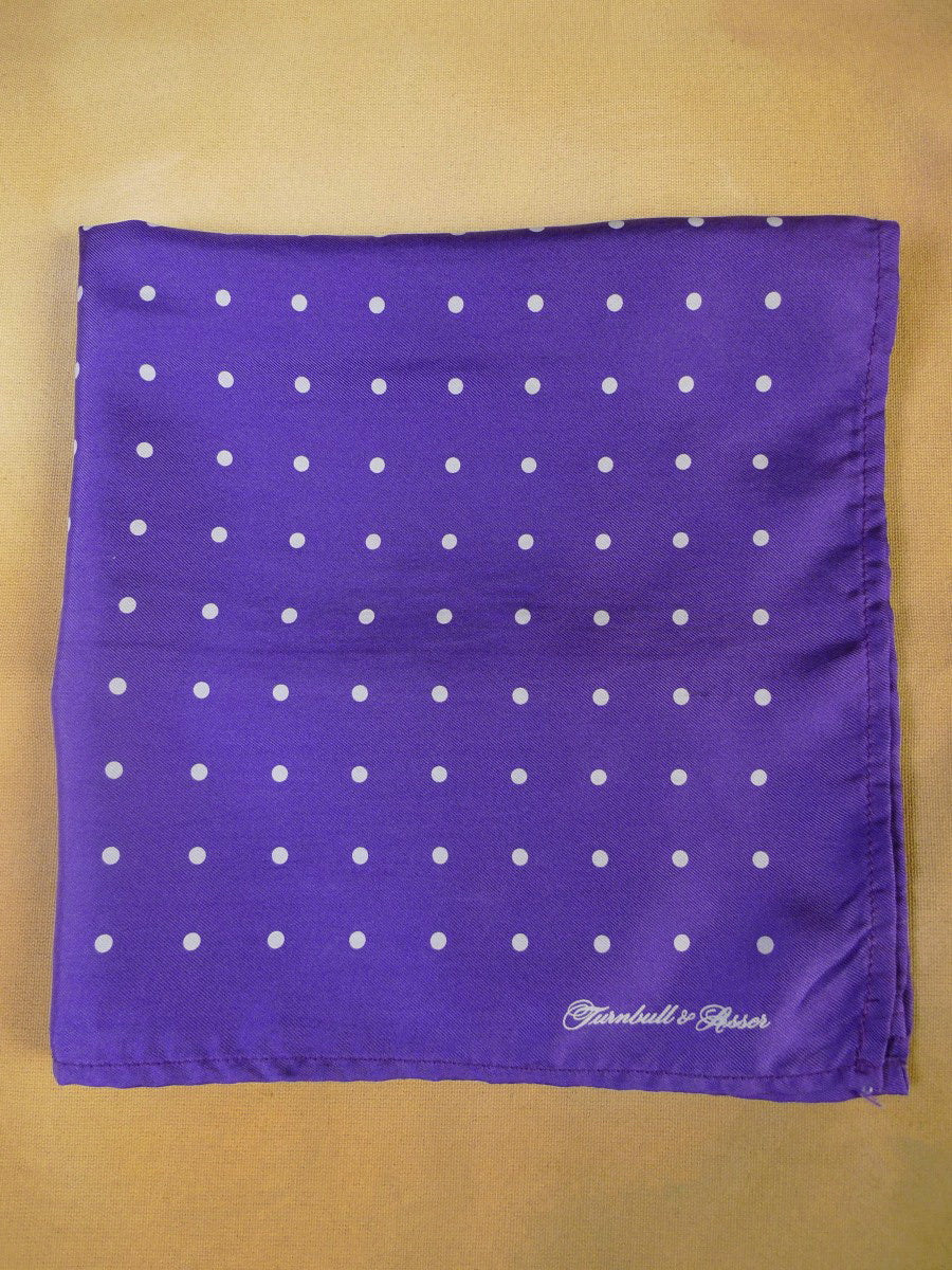 24/0116 immaculate turnbull & asser purple cream polka dot 100% silk pocket square