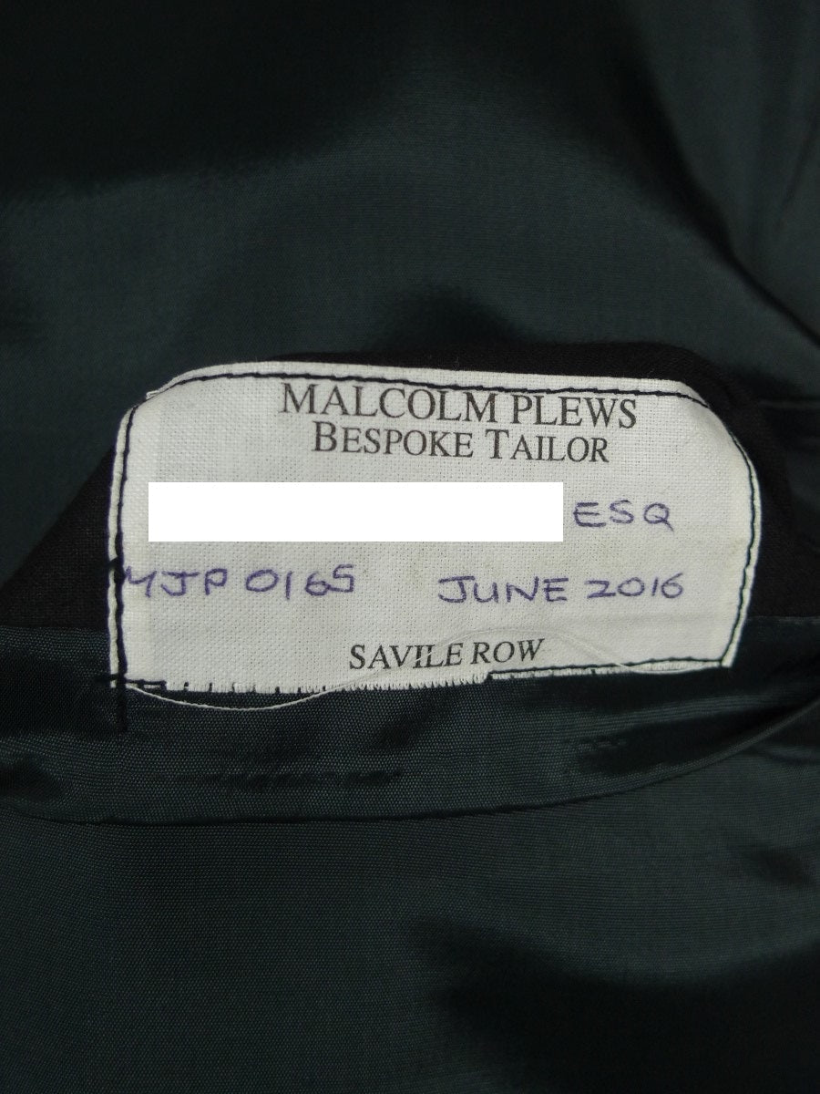 22/0800 immaculate malcolm plews 2016 savile row bespoke grey wool & cashmere rope-stripe suit 44-45 short (portly cut)