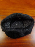 23/0492 immaculate vintage black rabbit fur trapper hat 58 cms