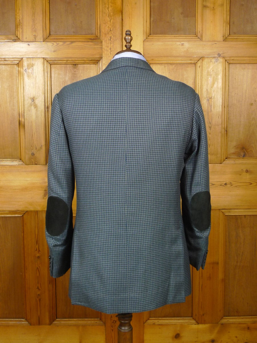 22/1099 vintage 1998 anderson & sheppard savile row bespoke blue / green houndstooth cashmere sports jacket blazer 44 long