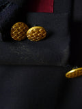 22/1093 anderson & sheppard 2003 savile row bespoke navy blue worsted blazer w/ burgundy linings 44-45 regular to long