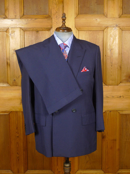 23/0014 vintage edward sexton savile row bespoke navy blue worsted & mohair d/b suit 43 short