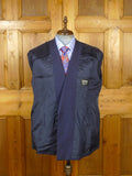 23/0014 vintage edward sexton savile row bespoke navy blue worsted & mohair d/b suit 43 short