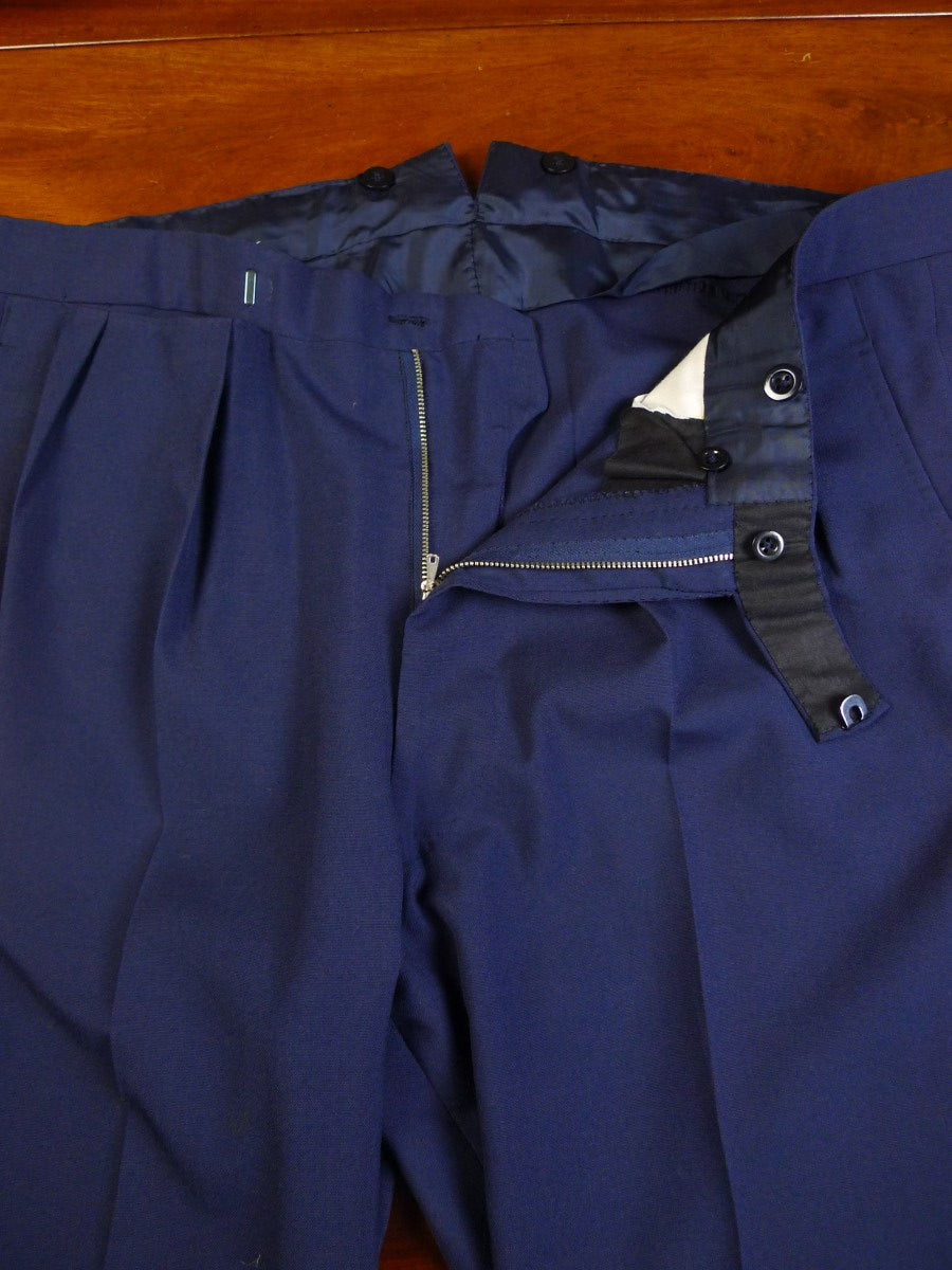 23/0014 vintage edward sexton savile row bespoke navy blue worsted & mohair d/b suit 43 short