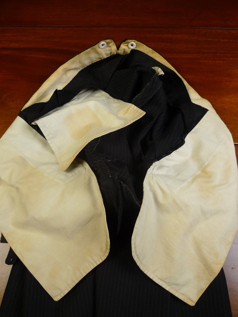 23/0556 vintage 1964 savile row bespoke black pin-stripe heavyweight worsted trouser 36