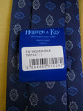 23/0664 new w/tags hilditch & key jermyn st blue white floral pattern woven silk tie RRP £110