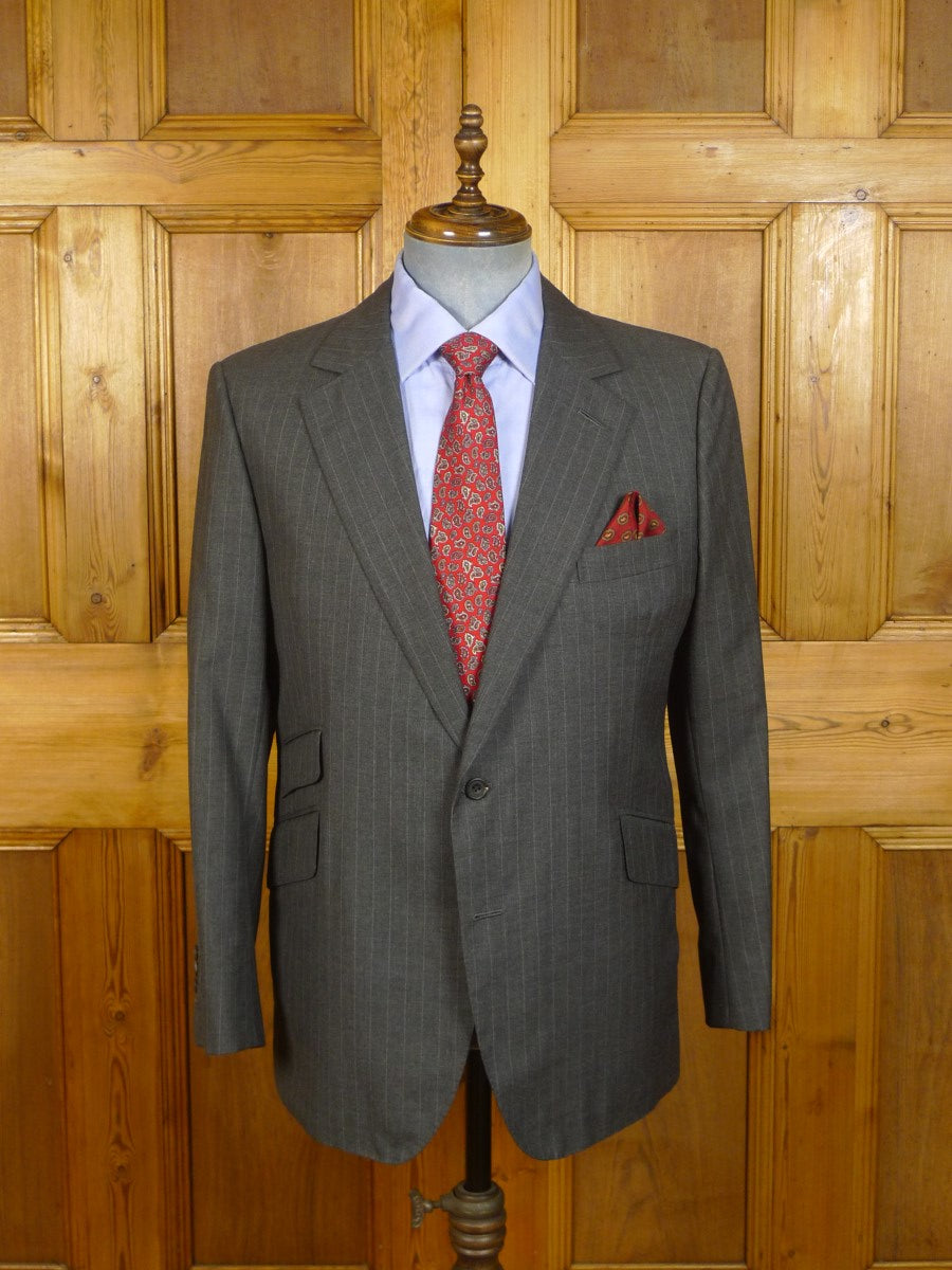 23/0736 doug hayward 2004 savile row bespoke grey pin-stripe worsted suit 40 short to regular.