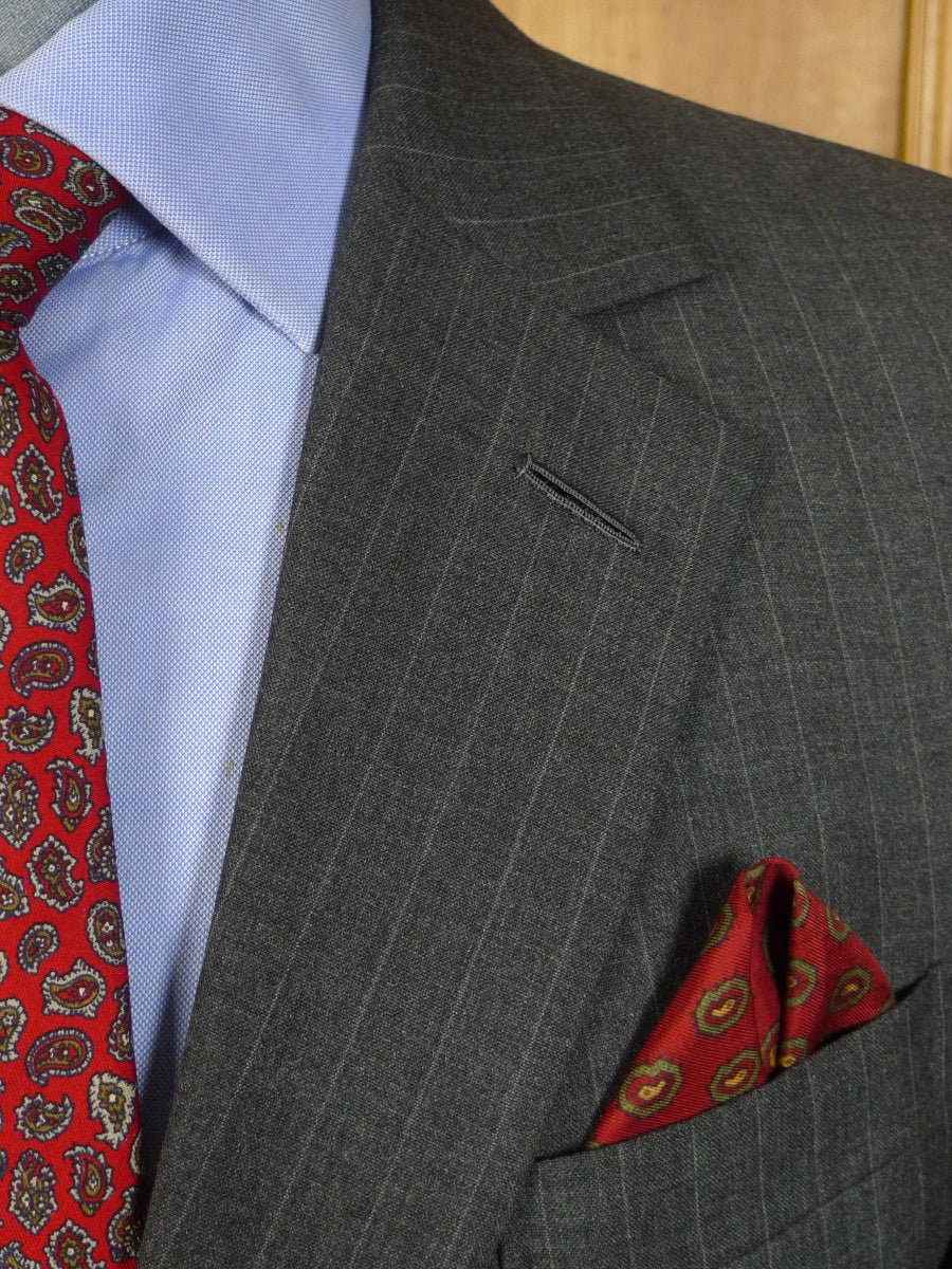 23/0736 doug hayward 2004 savile row bespoke grey pin-stripe worsted suit 40 short to regular.