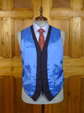 23/0728 immaculate maurice sedwell savile row bespoke dark navy blue / royal blue pin-stripe wool waistcoat 42-43 regular to long