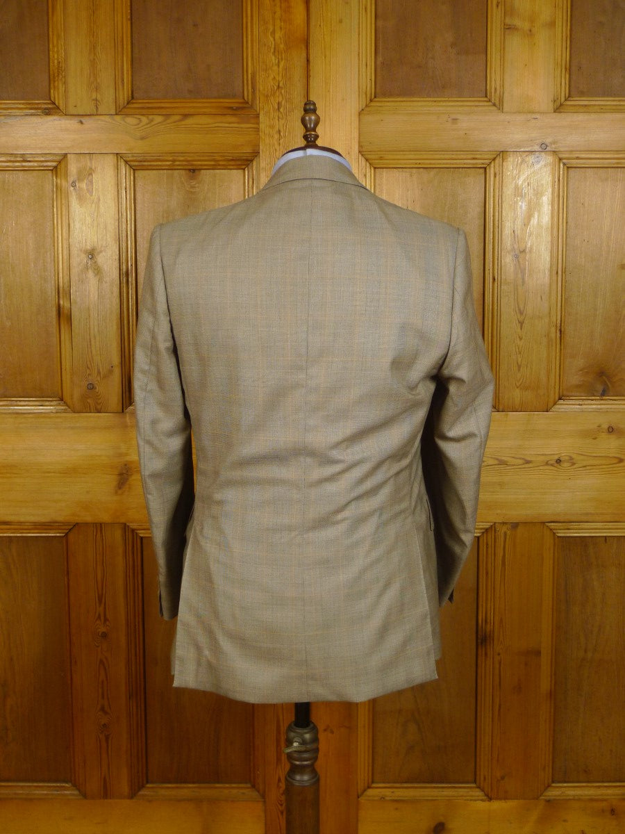 23/0827 immaculate 2017 henry rose savile row bespoke beige brown wp check 3-piece wool & cashmere suit 40-41 short to regular