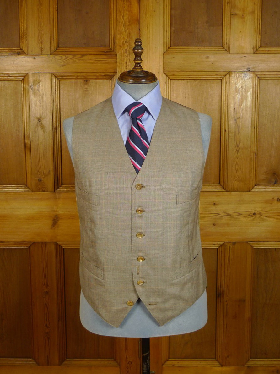 23/0827 immaculate 2017 henry rose savile row bespoke beige brown wp check 3-piece wool & cashmere suit 40-41 short to regular