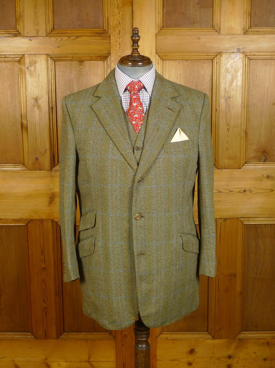 23/0865 heavyweight vintage norton & sons savile row bespoke green thornproof twist tweed 3-piece shooting suit 42 regular