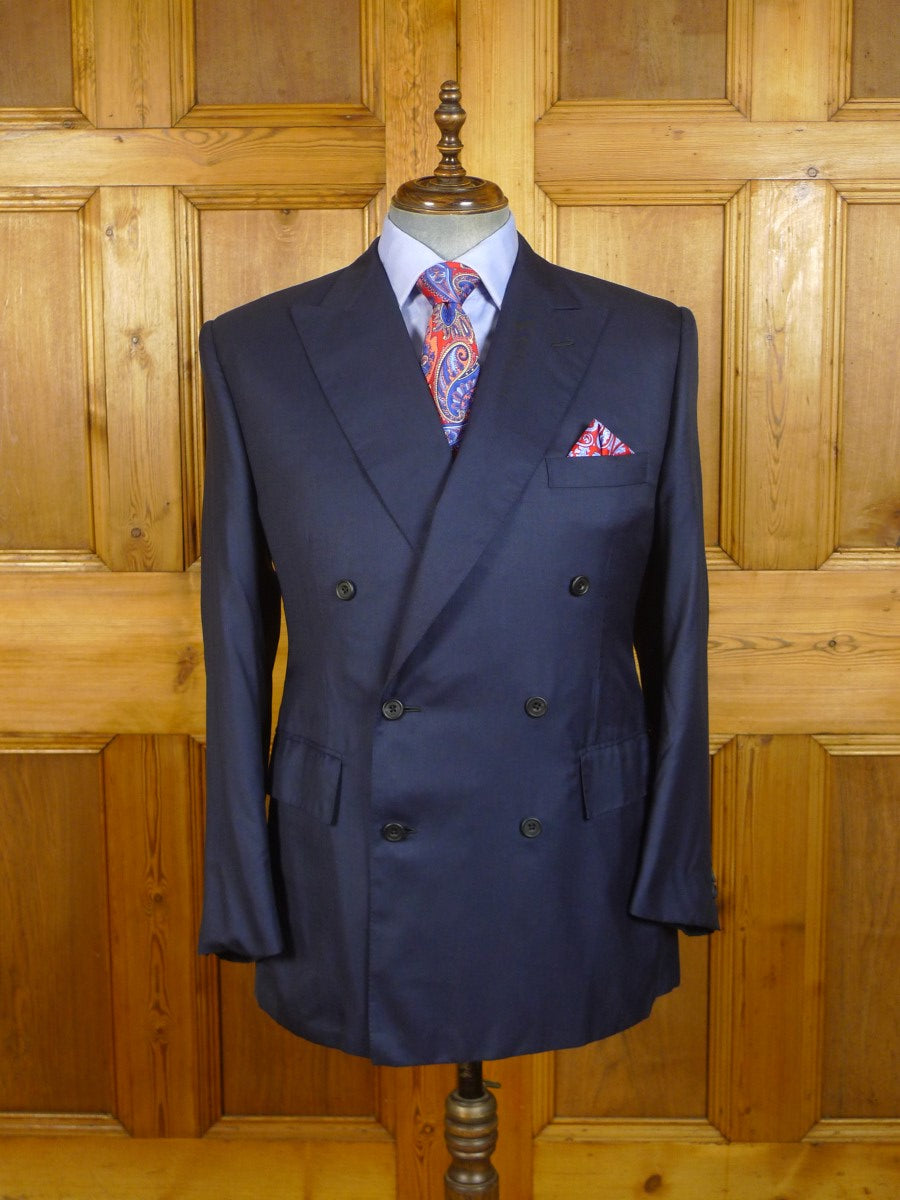 23/0849 henry rose 2009 savile row bespoke superfine wool blue d/b 3 piece suit 41 short to regular