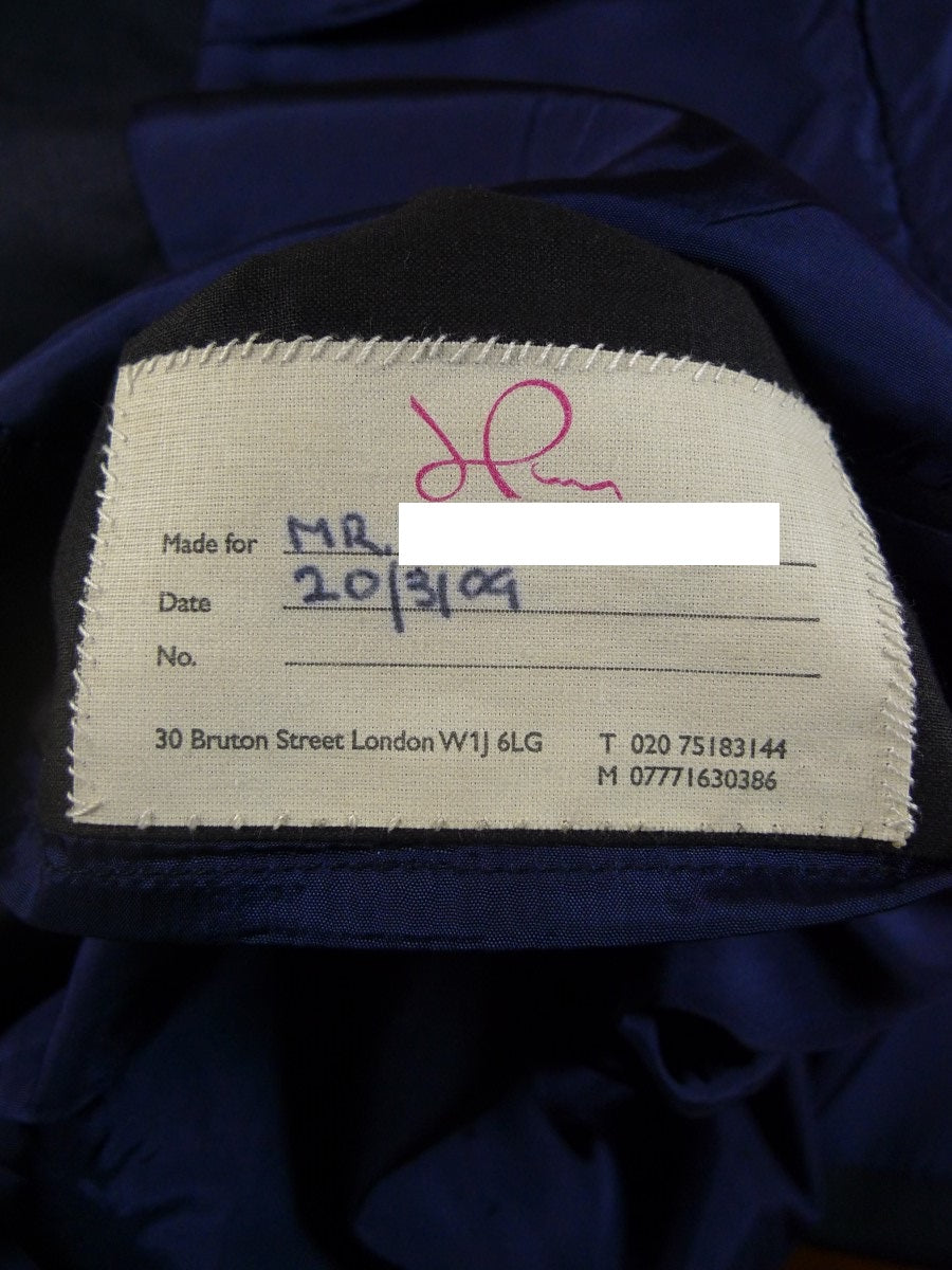 23/0849 henry rose 2009 savile row bespoke superfine wool blue d/b 3 piece suit 41 short to regular