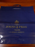 23/0926 vintage johns & pegg savile row bespoke card garment carrier w/ rope handles