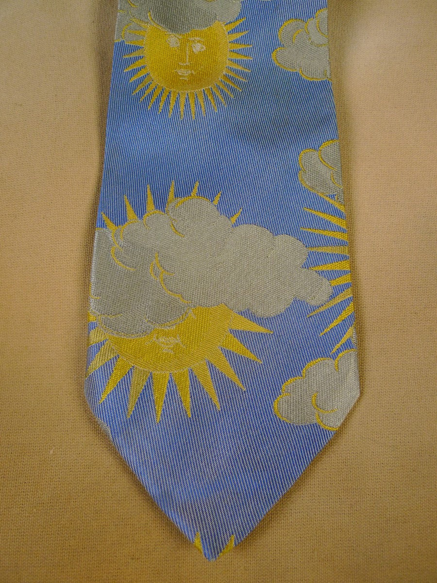 24/0034 IMMACULATE FORNASETTI gold silver sun clouds DESIGN 100% SILK TIE RRP £170