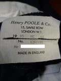 24/0057 immaculate 1995 henry poole savile row bespoke navy blue herringbone wool trouser 38