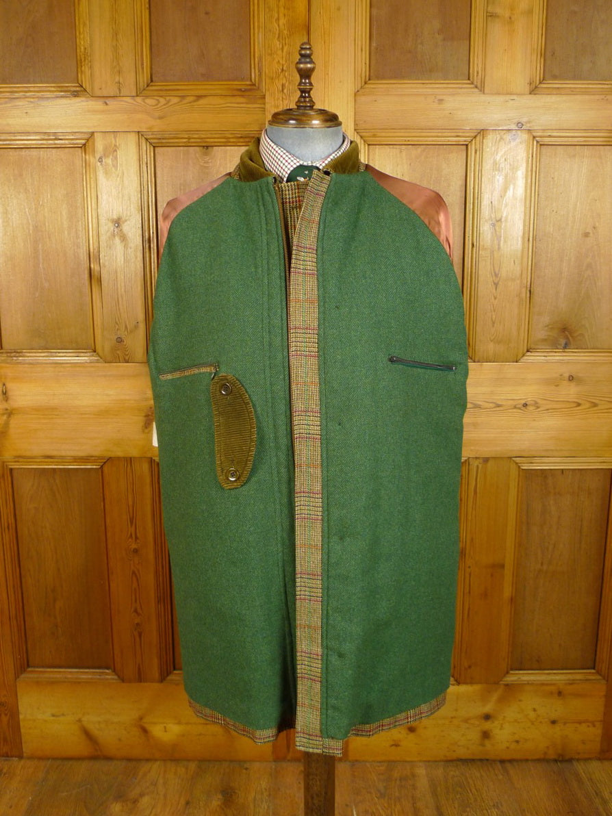 24/0054 superb vintage invertere for daks glen check tweed shooting field coat w/ ghillie collar 46