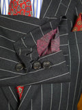 24/0058 immaculate vintage savile row bespoke charcoal grey rope-stripe worsted suit w/ paisley linings 38-39 short to regular
