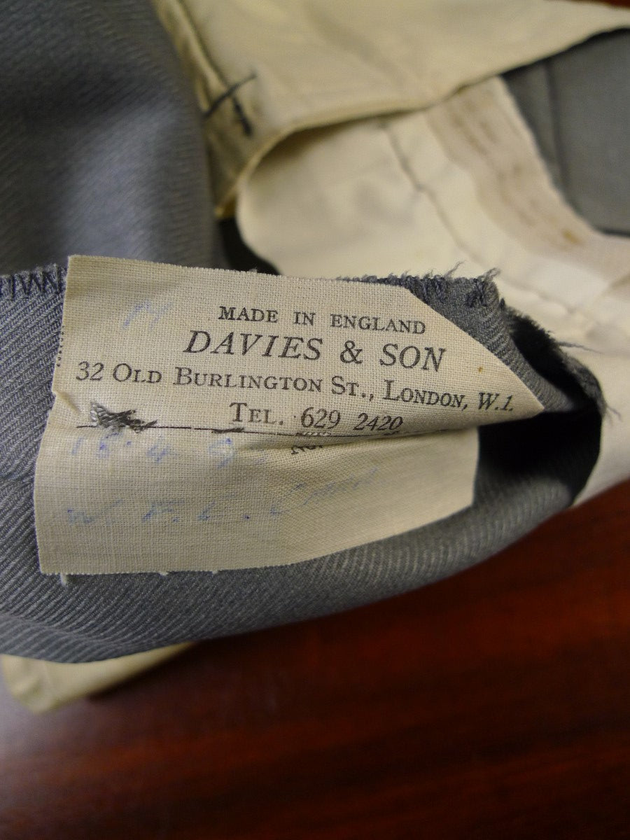 24/0079 vintage davies & son savile row bespoke heavyweight grey cavalry twill trouser 36